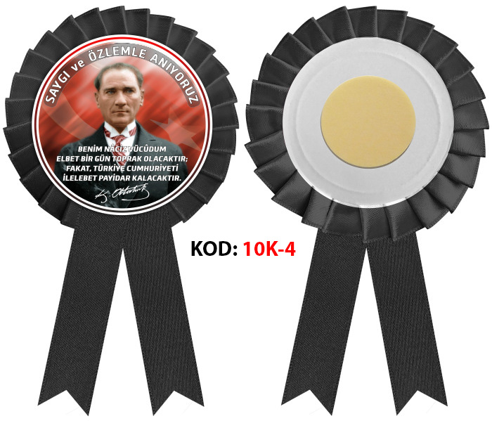 10 Kasım Atatürk'ü Anma Günü ve Atatürk Haftası Saten Yaka Kokartı 10 Kasım Atatürk'ü Anma Günü ve Atatürk Haftası Saten Yaka Kokartı