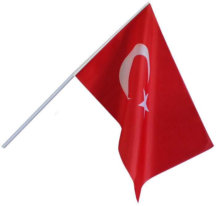 30x45 cm Elde Sallama Sapl�-Sopal� Kuma� T�rk Bayra�� ESTB30X45