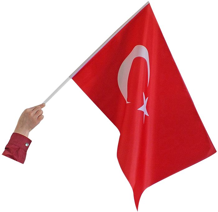 50x75 cm Elde Sallama Sapl�-Sopal� Kuma� T�rk Bayra�� ESTB50x75