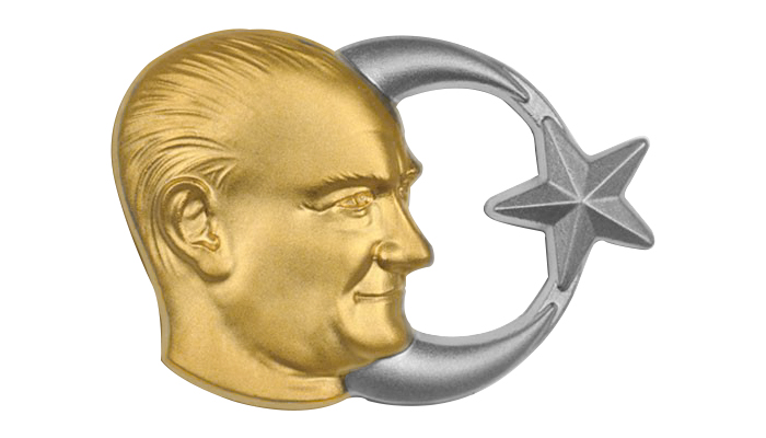 Çift Renkli Ay-Yıldızlı Atatürk Rozeti - AR7 Çift Renkli Ay-Yıldızlı Atatürk Rozeti - AR7