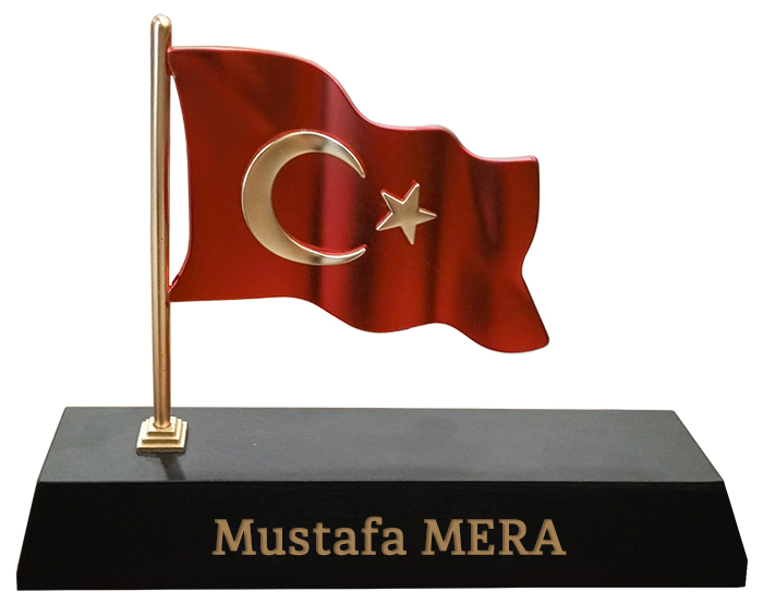 MVIP02 Vip Dalgalanan T�rk Bayrakl� Masa �simli�i