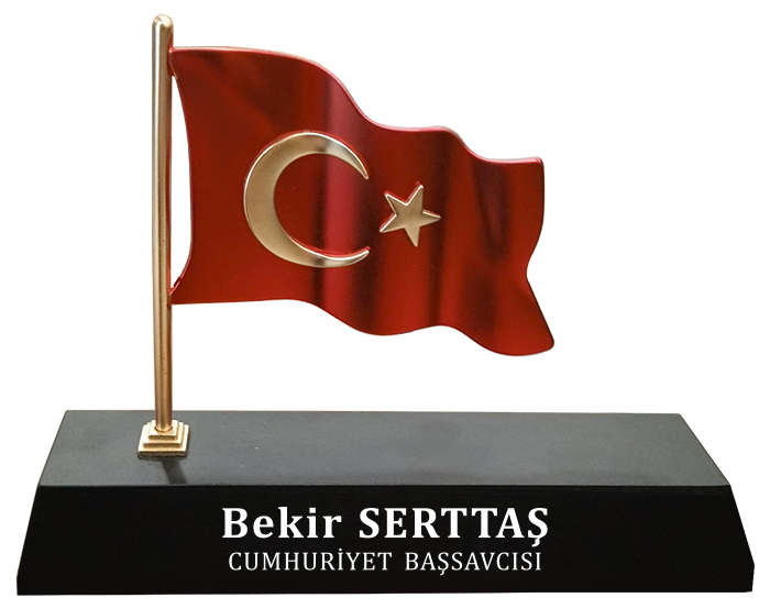 MVIP02 Vip Dalgalanan T�rk Bayrakl� Masa �simli�i