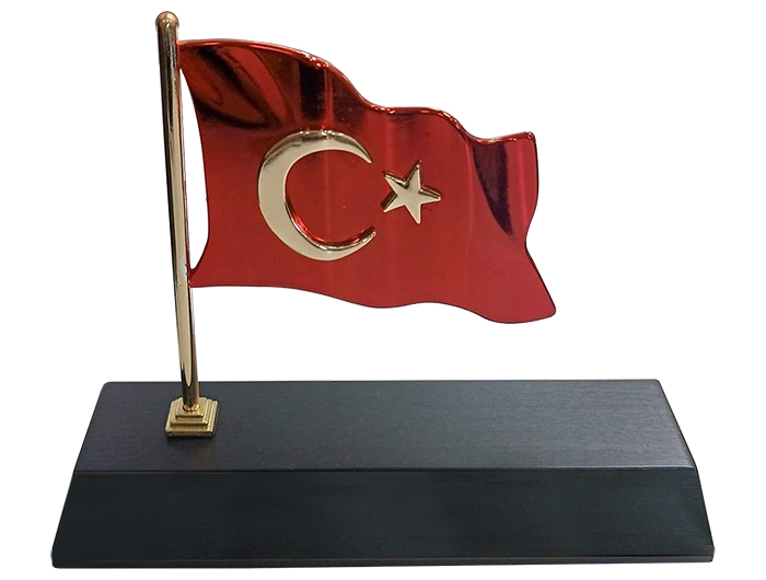 MVIP02 Vip Dalgalanan T�rk Bayrakl� Masa �simli�i