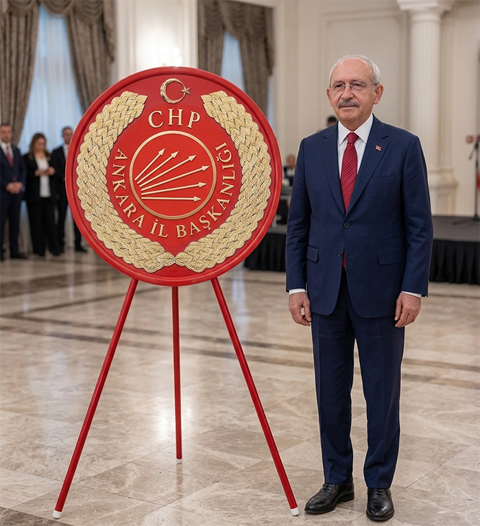 CHP Cumhuriyet Halk Partisi Metal Tören Çelengi CHP Cumhuriyet Halk Partisi Metal Tören Çelengi