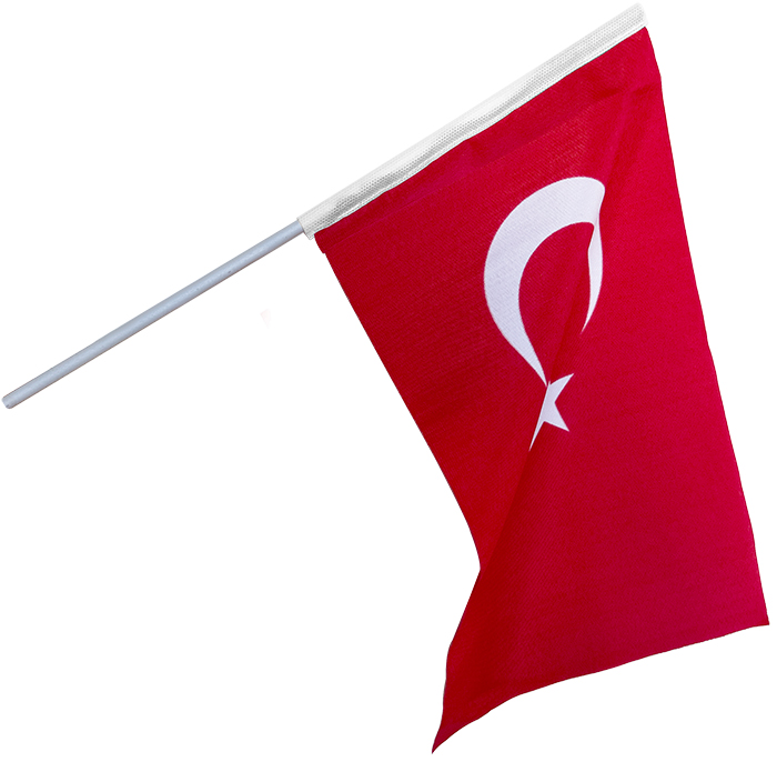 20x30 cm Elde Sallama Sapl�-Sopal� Kuma� T�rk Bayra�� ESTB20X30