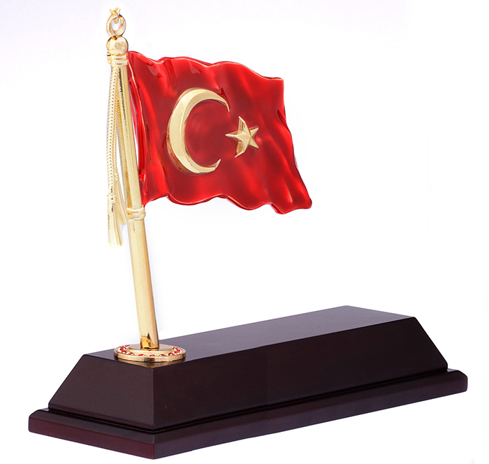 MVIP01 Vip Dalgalanan T�rk Bayrakl� Masa �simli�i