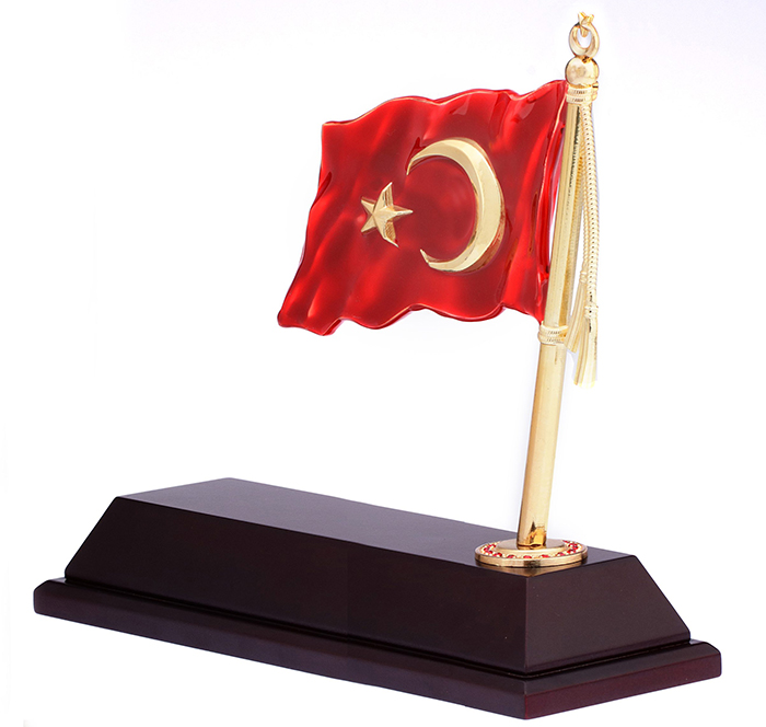 MVIP01 Vip Dalgalanan T�rk Bayrakl� Masa �simli�i