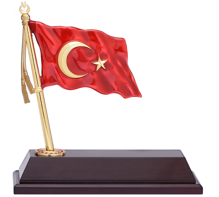MVIP01 Vip Dalgalanan T�rk Bayrakl� Masa �simli�i