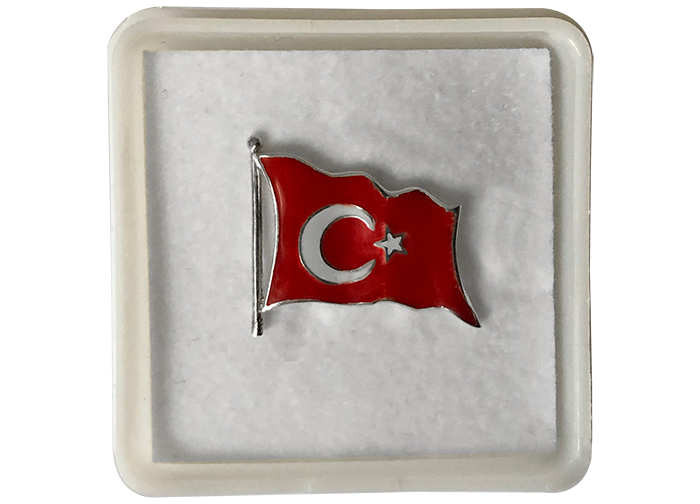 TBR41  925 Ayar G�m�� T�rk Bayra�� Rozeti 3D