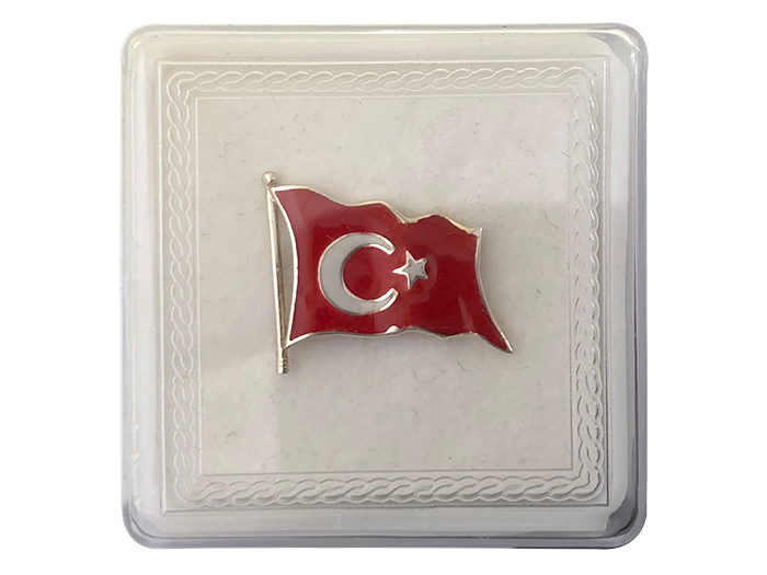 TBR41  925 Ayar G�m�� T�rk Bayra�� Rozeti 3D