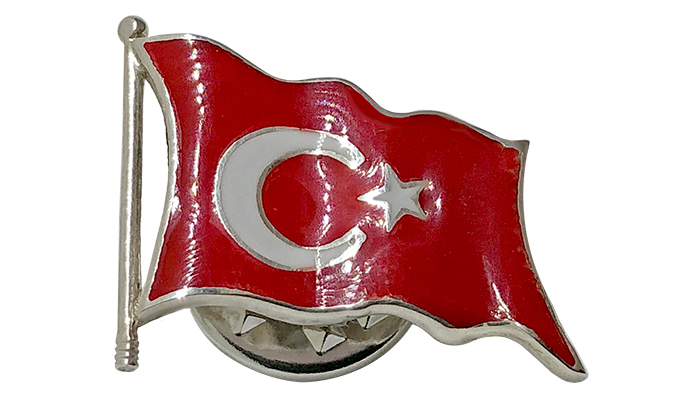 TBR41  925 Ayar G�m�� T�rk Bayra�� Rozeti 3D