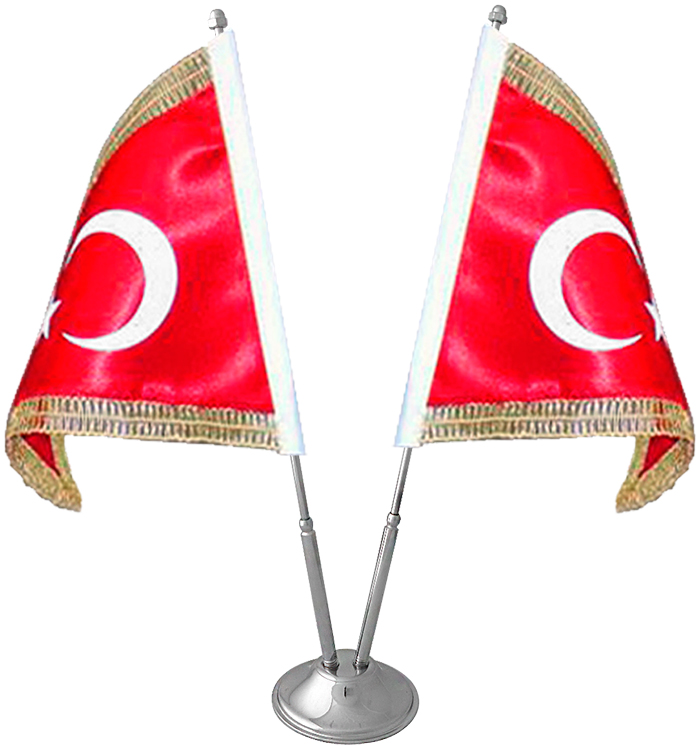 İkili Krom-Nikel Masa Bayrak Direği - 2'li İkili Krom-Nikel Masa Bayrak Direği - 2'li