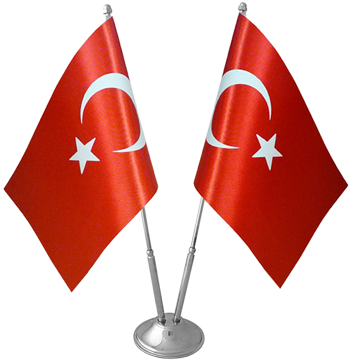 İkili Krom-Nikel Masa Bayrak Direği - 2'li İkili Krom-Nikel Masa Bayrak Direği - 2'li