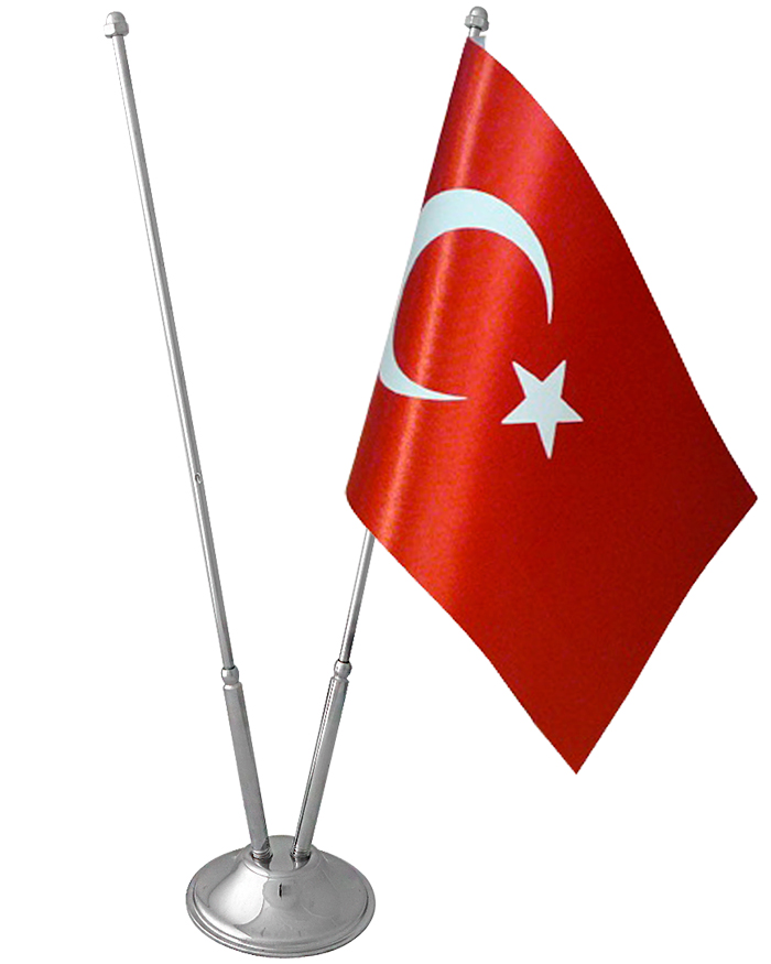 İkili Krom-Nikel Masa Bayrak Direği - 2'li İkili Krom-Nikel Masa Bayrak Direği - 2'li