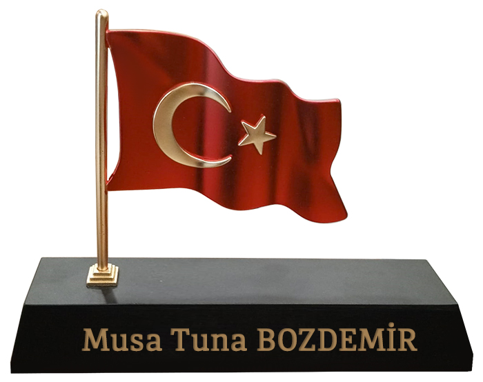 MVIP02 Vip Dalgalanan T�rk Bayrakl� Masa �simli�i